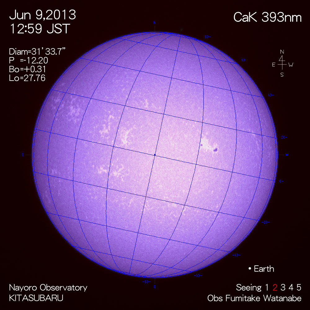 2013年6月9日CaK波長の太陽