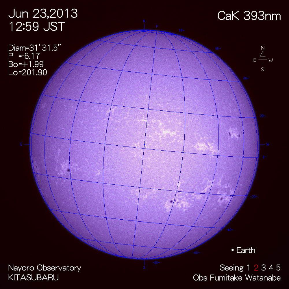 2013年6月23日CaK波長の太陽