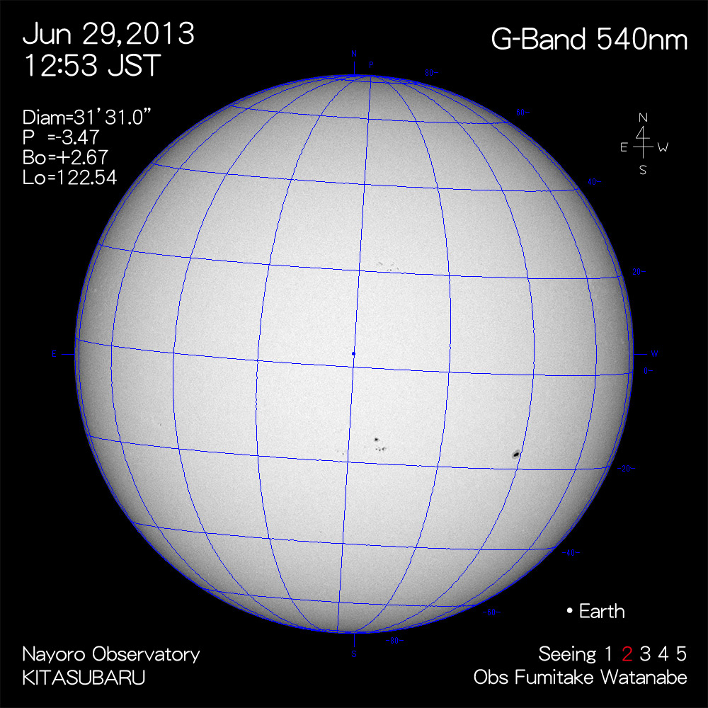 2013年6月29日540nm波長の太陽