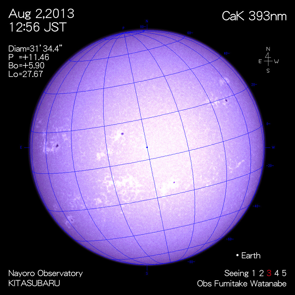 2013年8月2日CaK波長の太陽