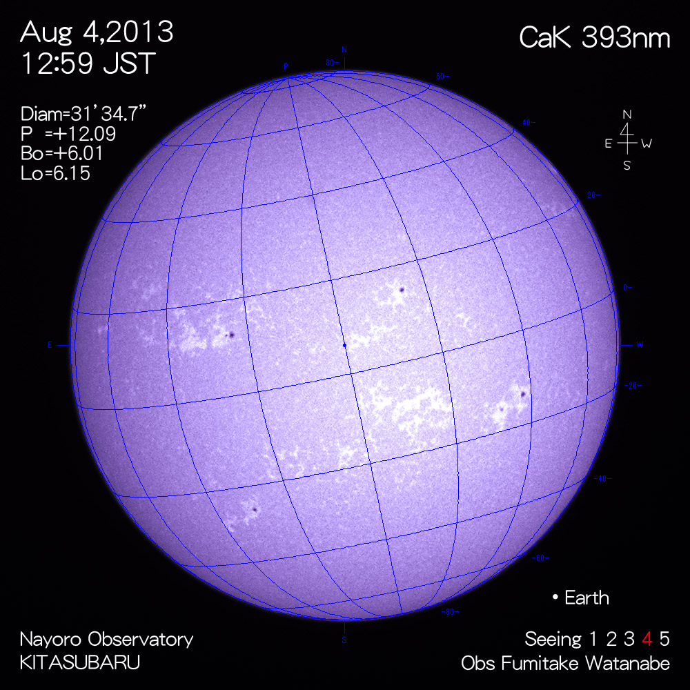 2013年8月4日CaK波長の太陽