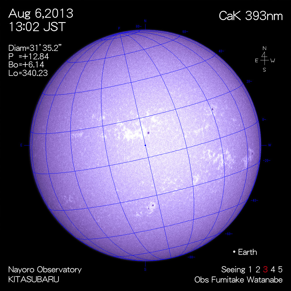2013年8月6日CaK波長の太陽