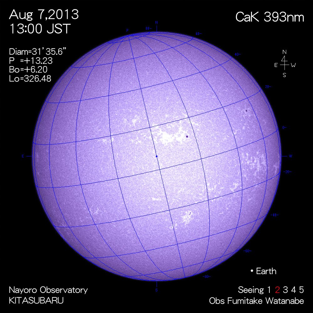 2013年8月7日CaK波長の太陽