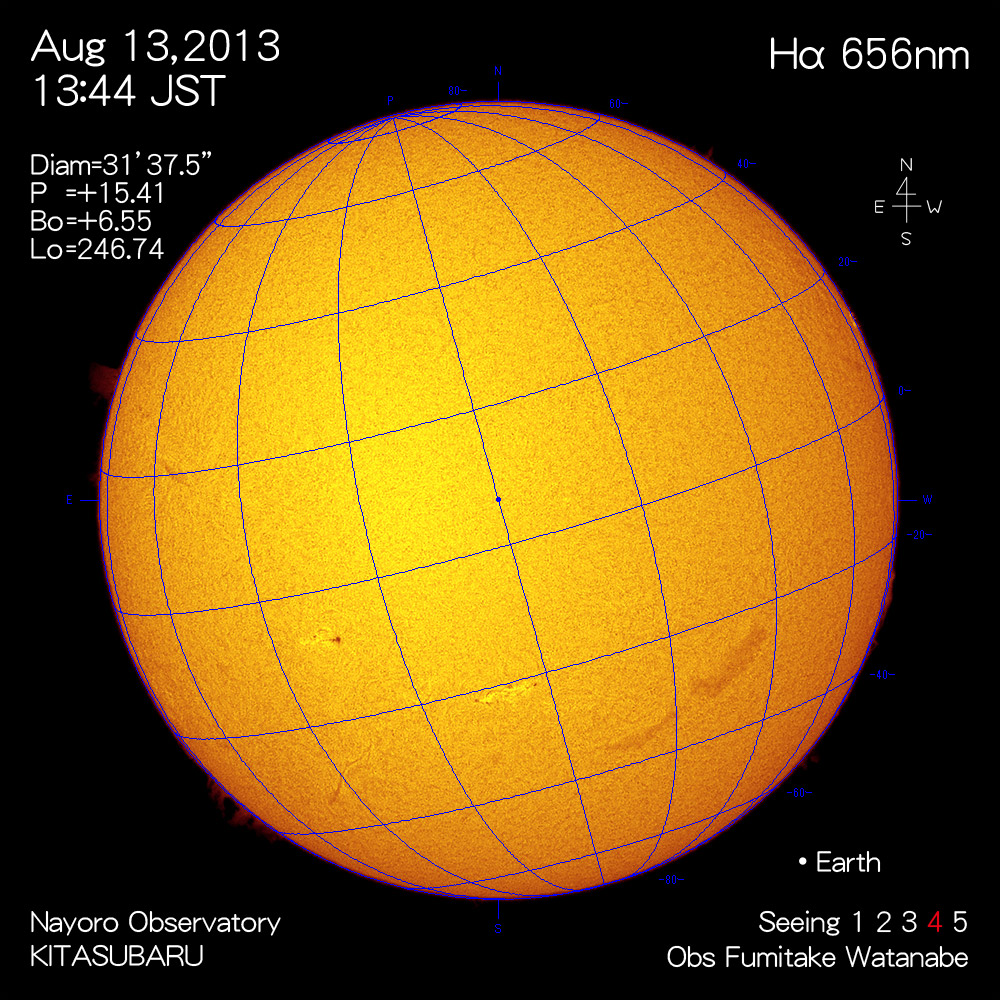 2013年8月13日Hα波長の太陽