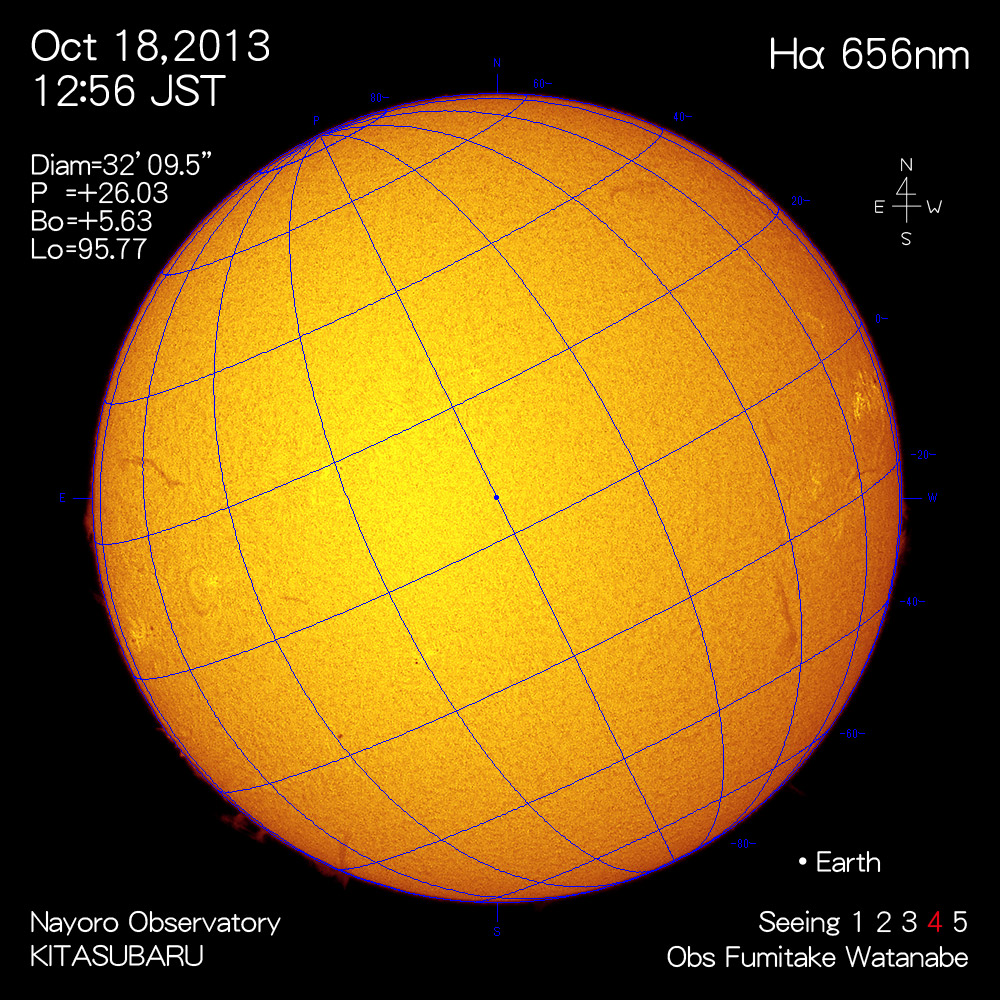 2013年10月18日Hα波長の太陽