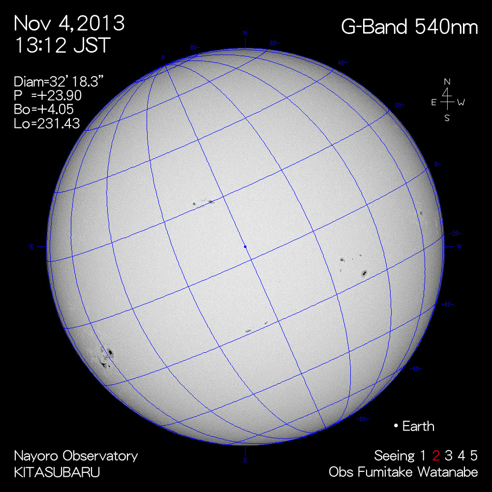 2013年11月4日540nm波長の太陽