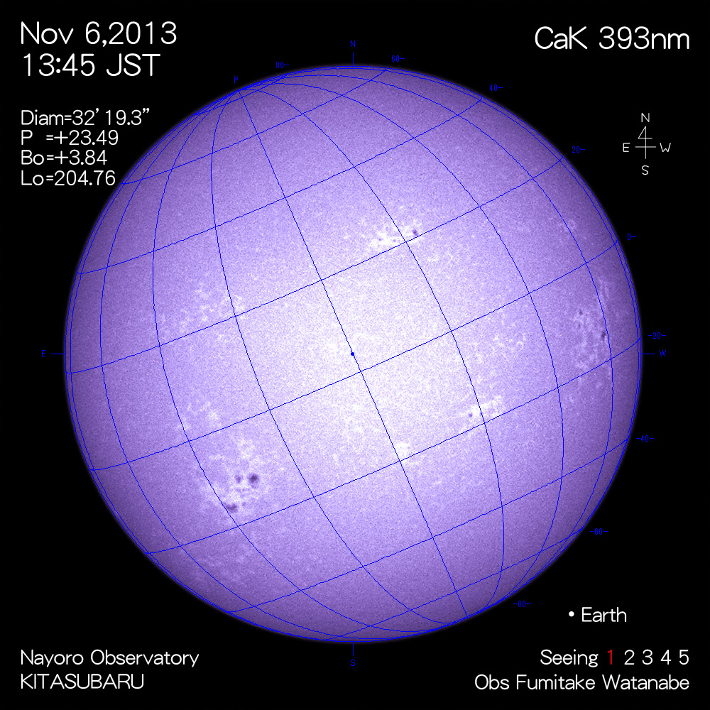 2013年11月6日CaK波長の太陽