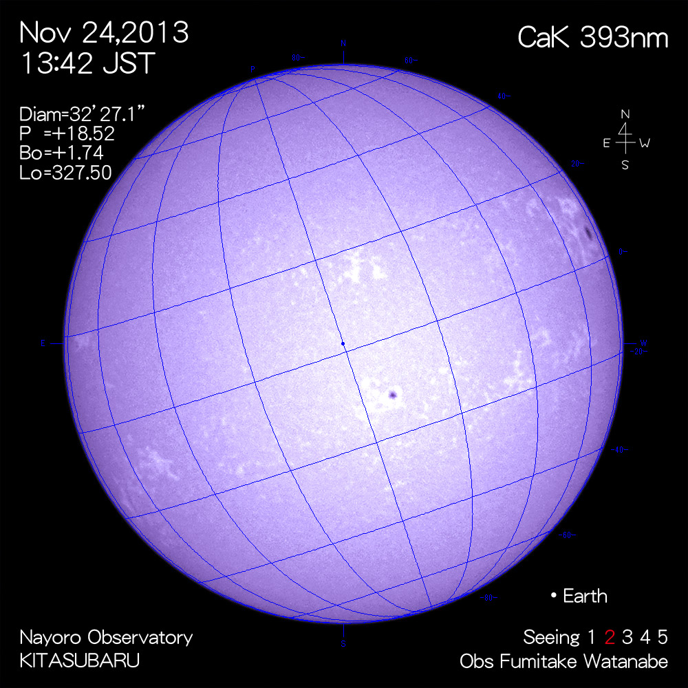 2013年11月24日CaK波長の太陽