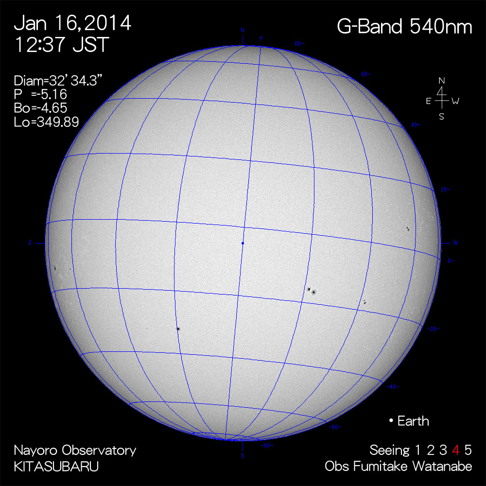 2014年1月16日540nm波長の太陽