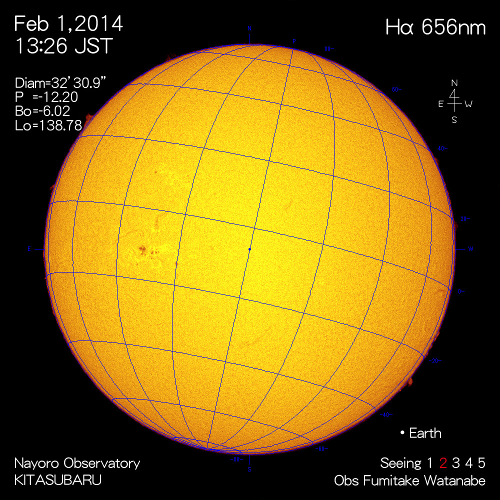 2014年2月1日Hα波長の太陽