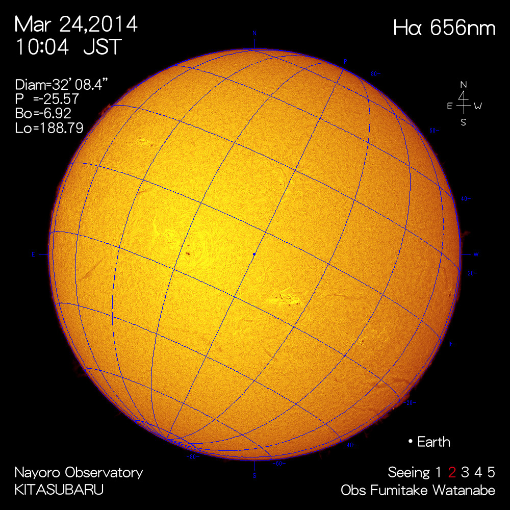2014年3月24日Hα波長の太陽