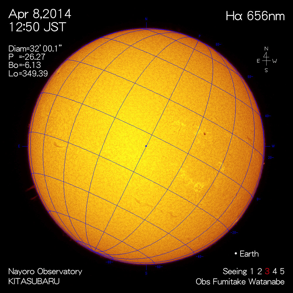 2014年4月8日Hα波長の太陽