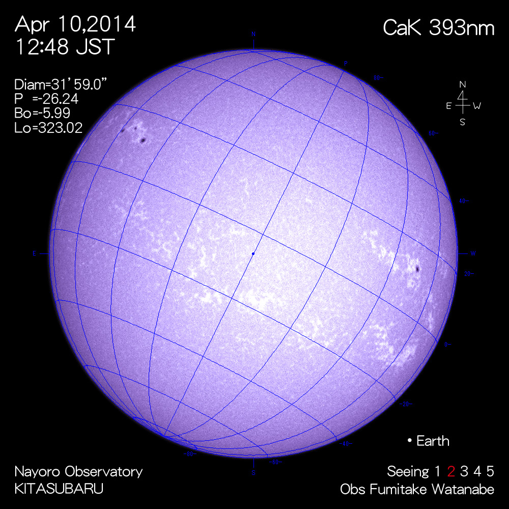 2014年4月10日CaK波長の太陽