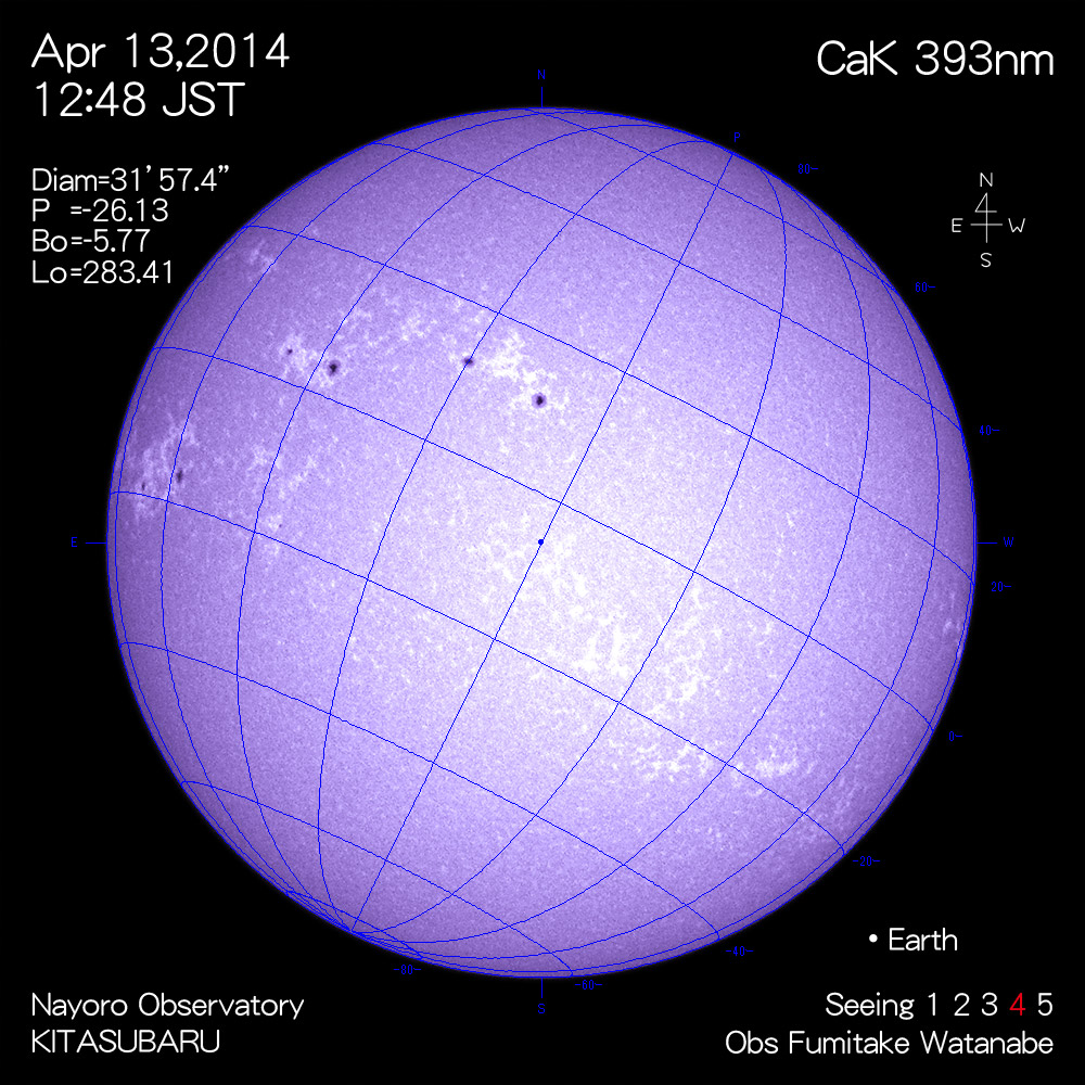 2014年4月13日CaK波長の太陽
