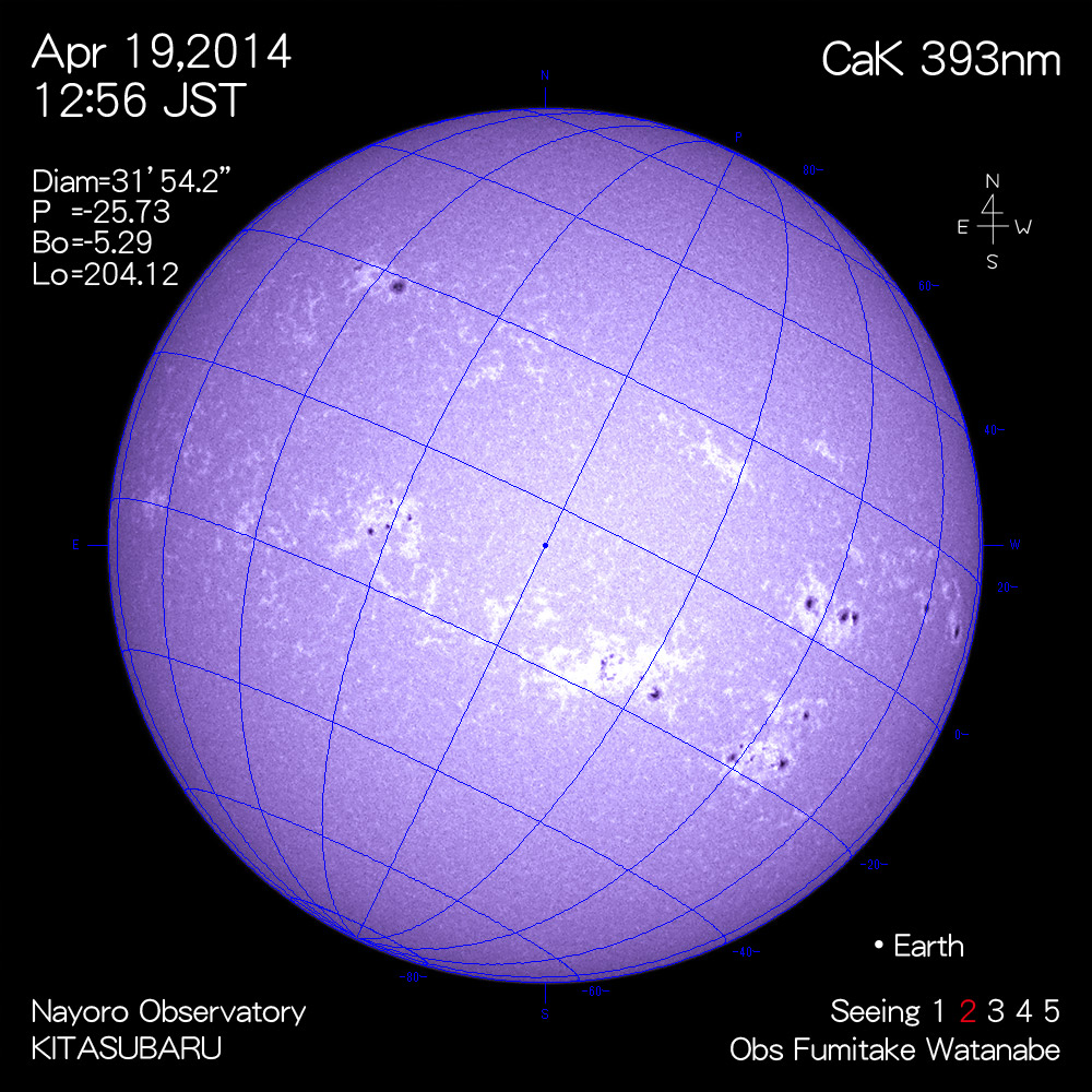 2014年4月19日CaK波長の太陽