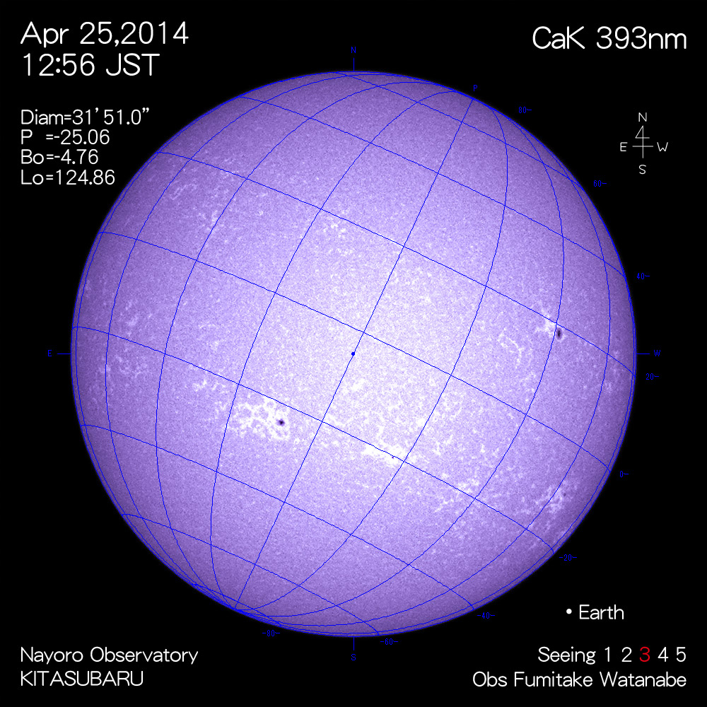2014年4月25日CaK波長の太陽