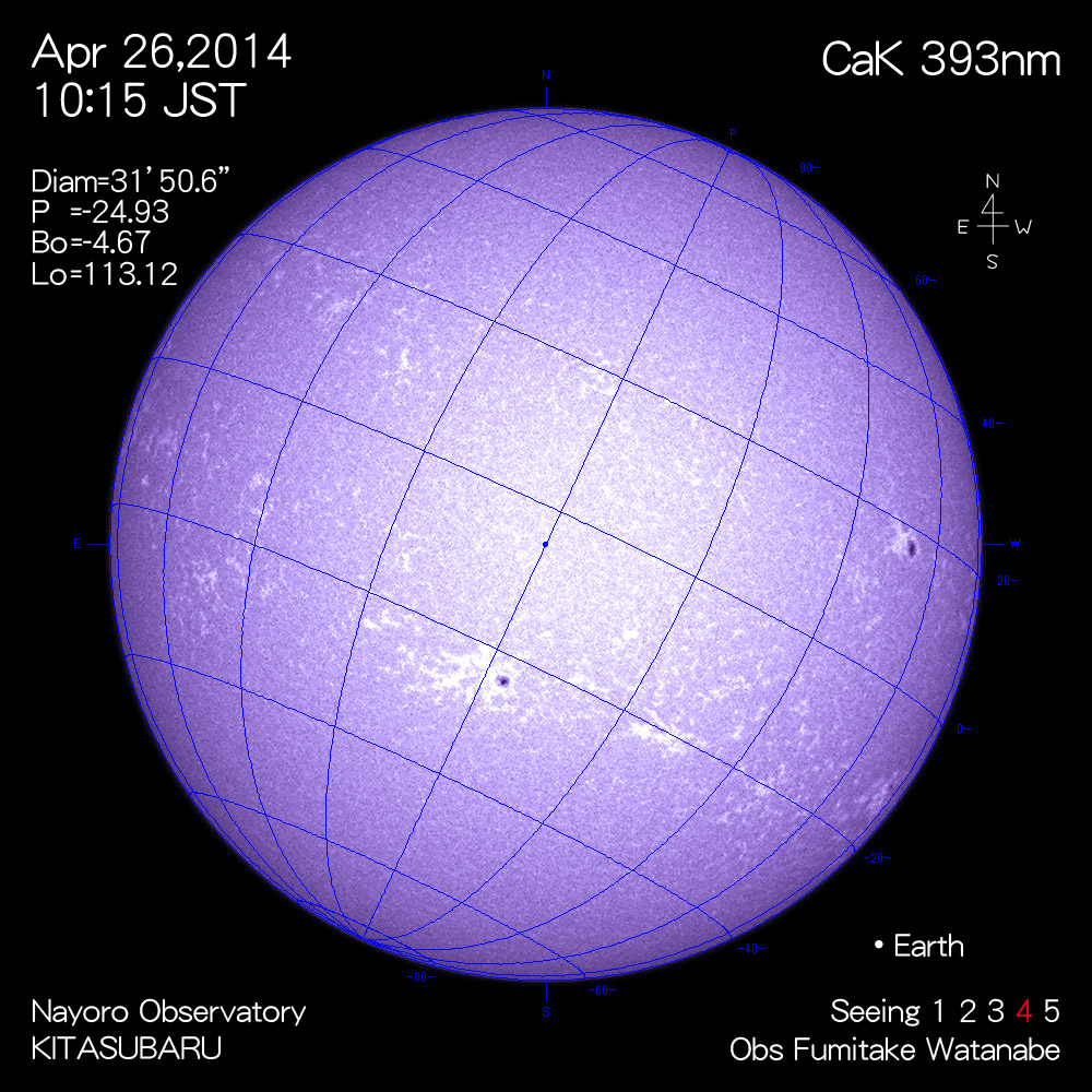 2014年4月26日CaK波長の太陽