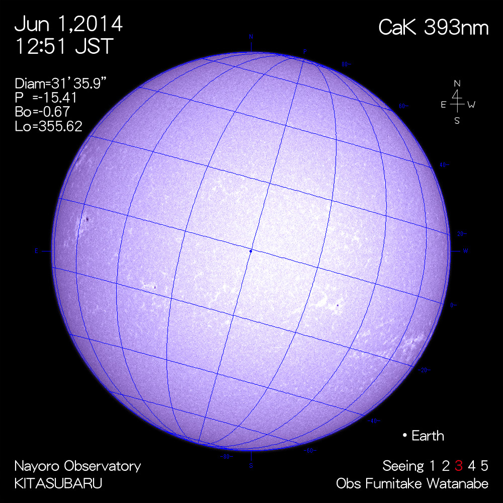 2014年6月1日CaK波長の太陽