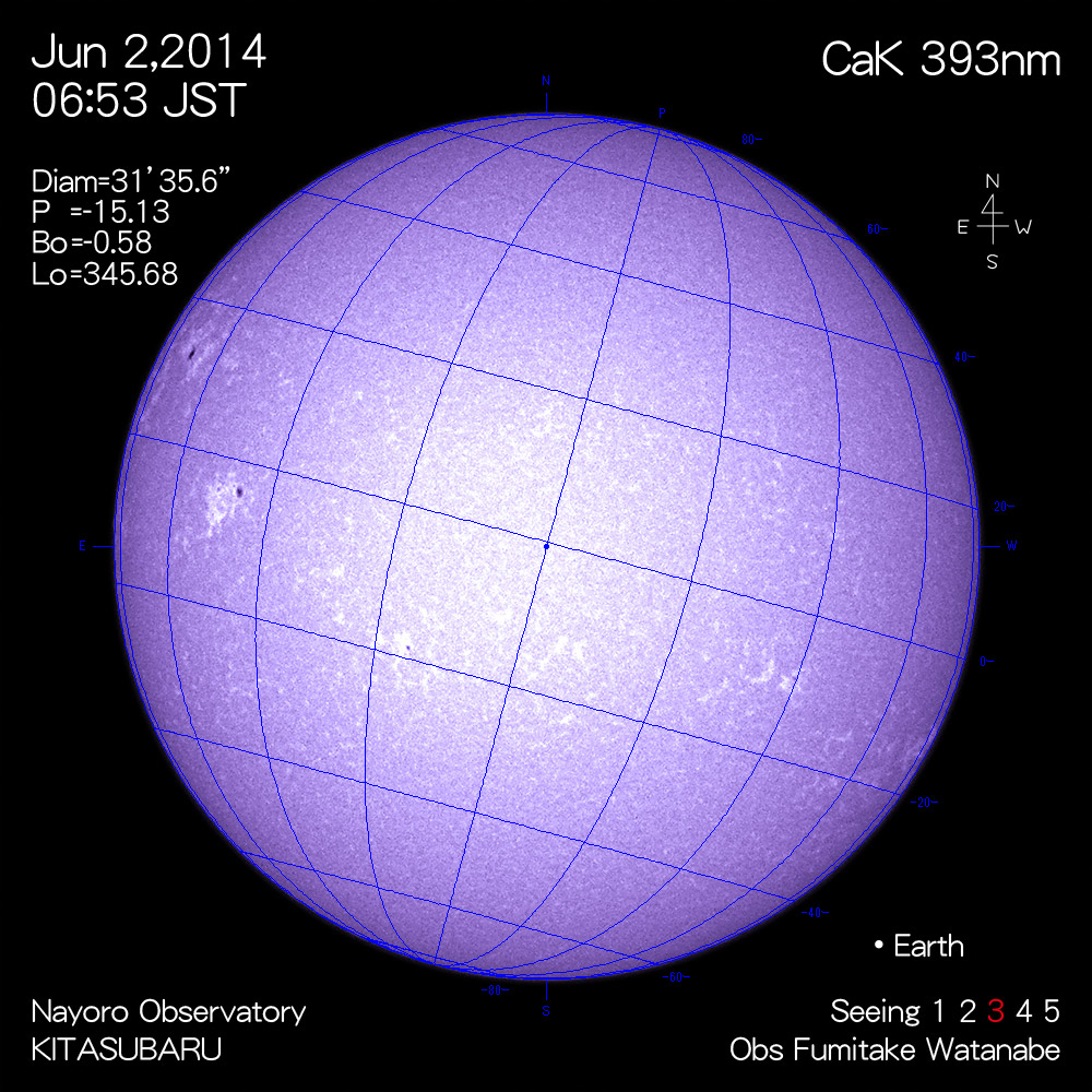 2014年6月2日CaK波長の太陽