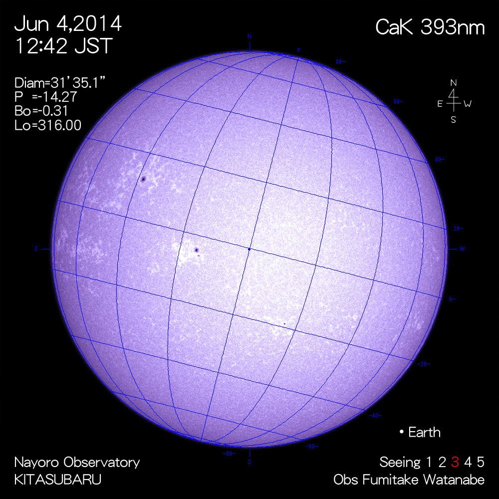 2014年6月4日CaK波長の太陽
