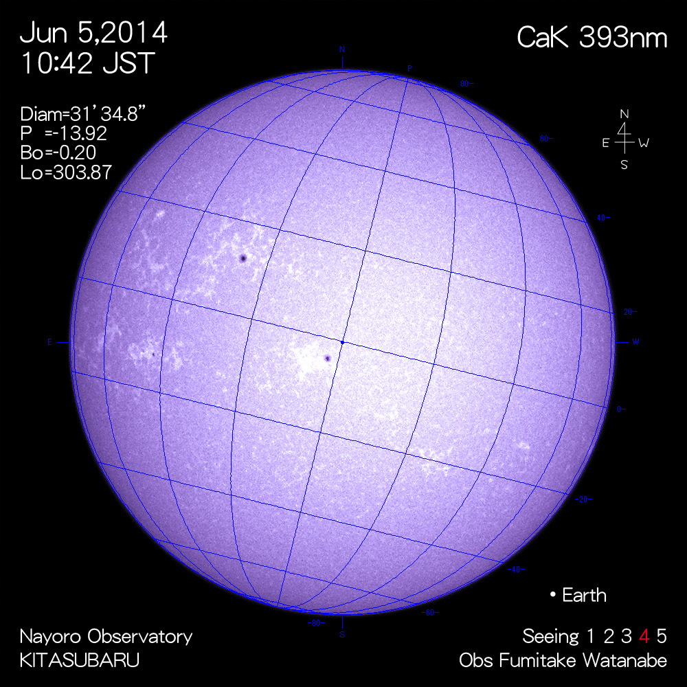 2014年6月5日CaK波長の太陽