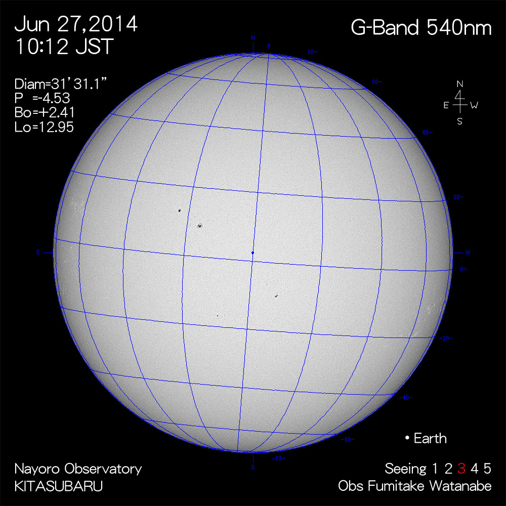 2014年6月27日540nm波長の太陽
