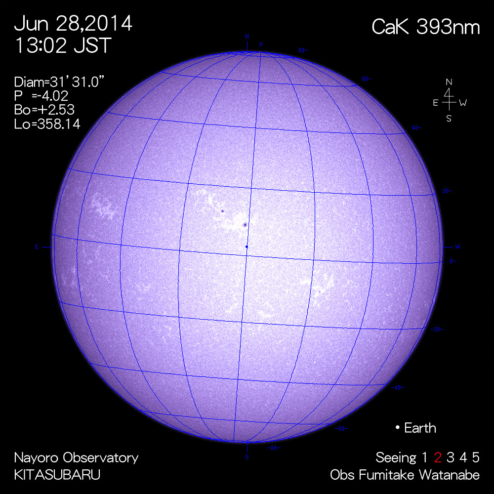 2014年6月28日CaK波長の太陽