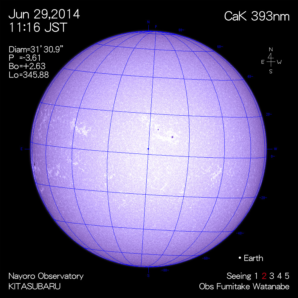 2014年6月29日CaK波長の太陽