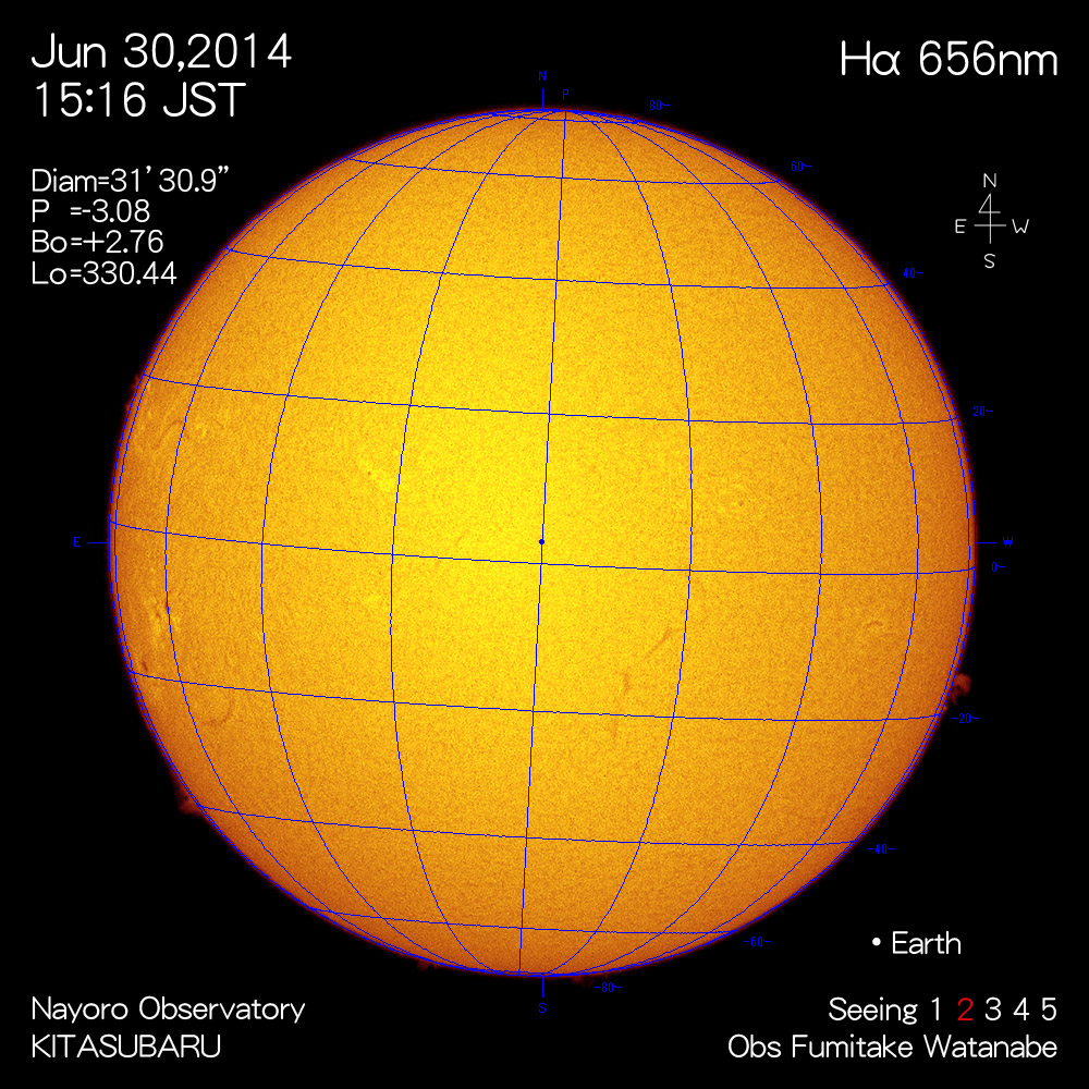 2014年6月30日Hα波長の太陽