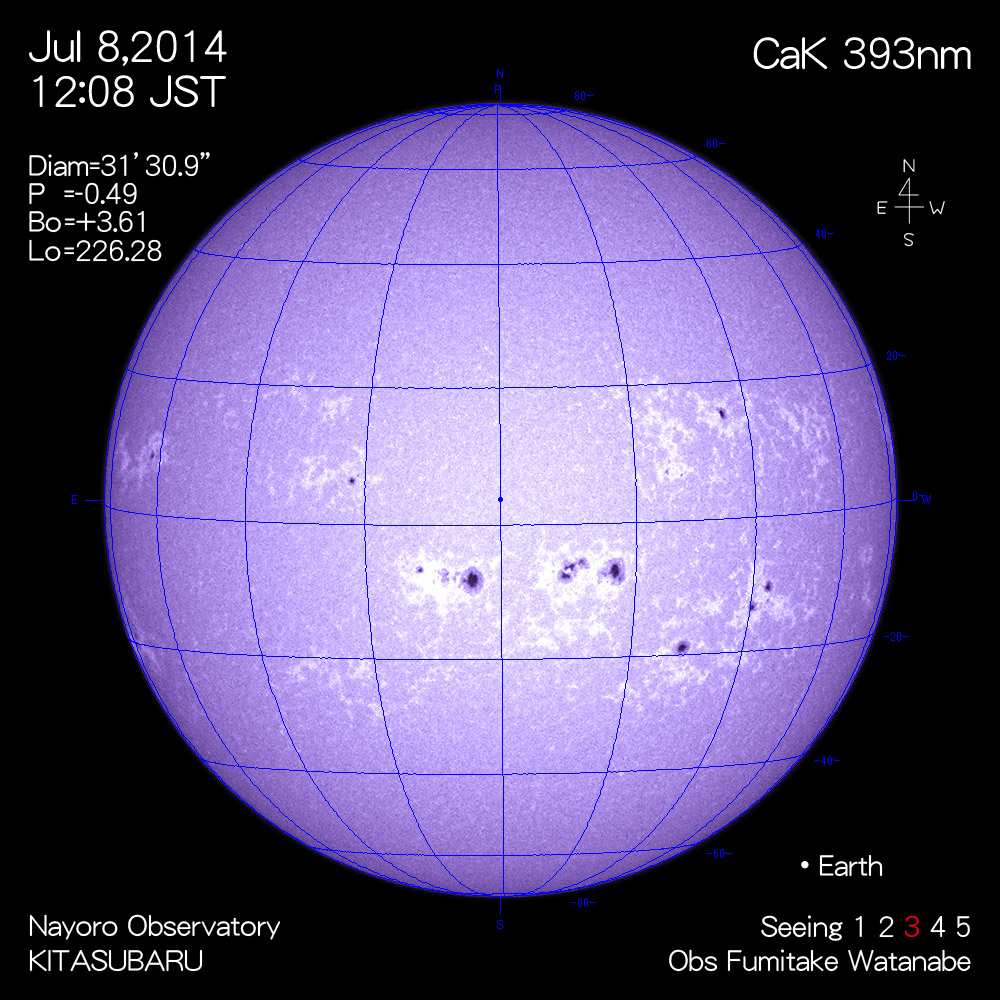 2014年7月8日CaK波長の太陽