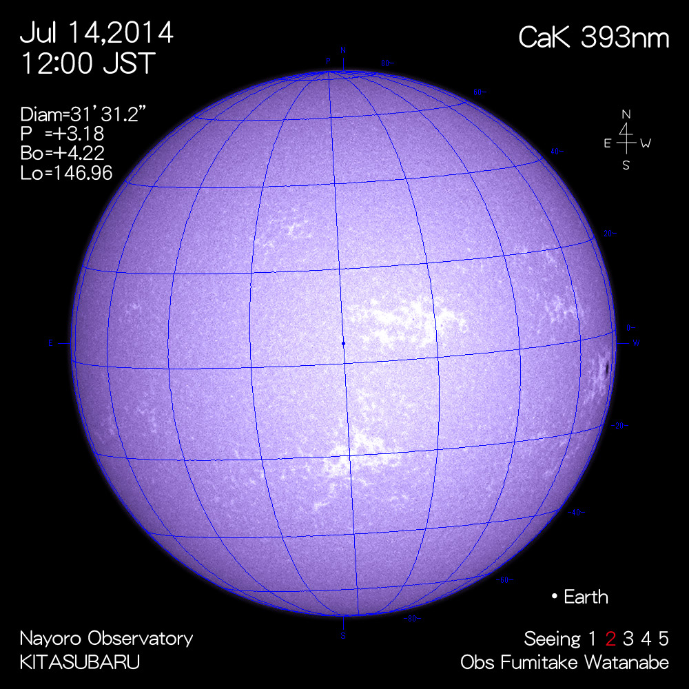 2014年7月14日CaK波長の太陽