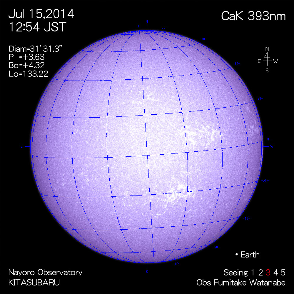 2014年7月15日CaK波長の太陽