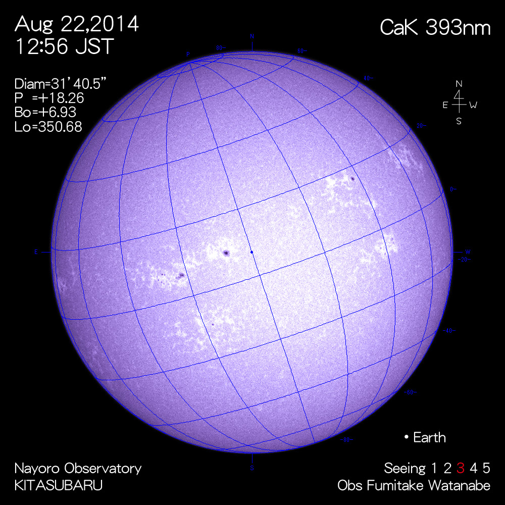 2014年8月22日CaK波長の太陽