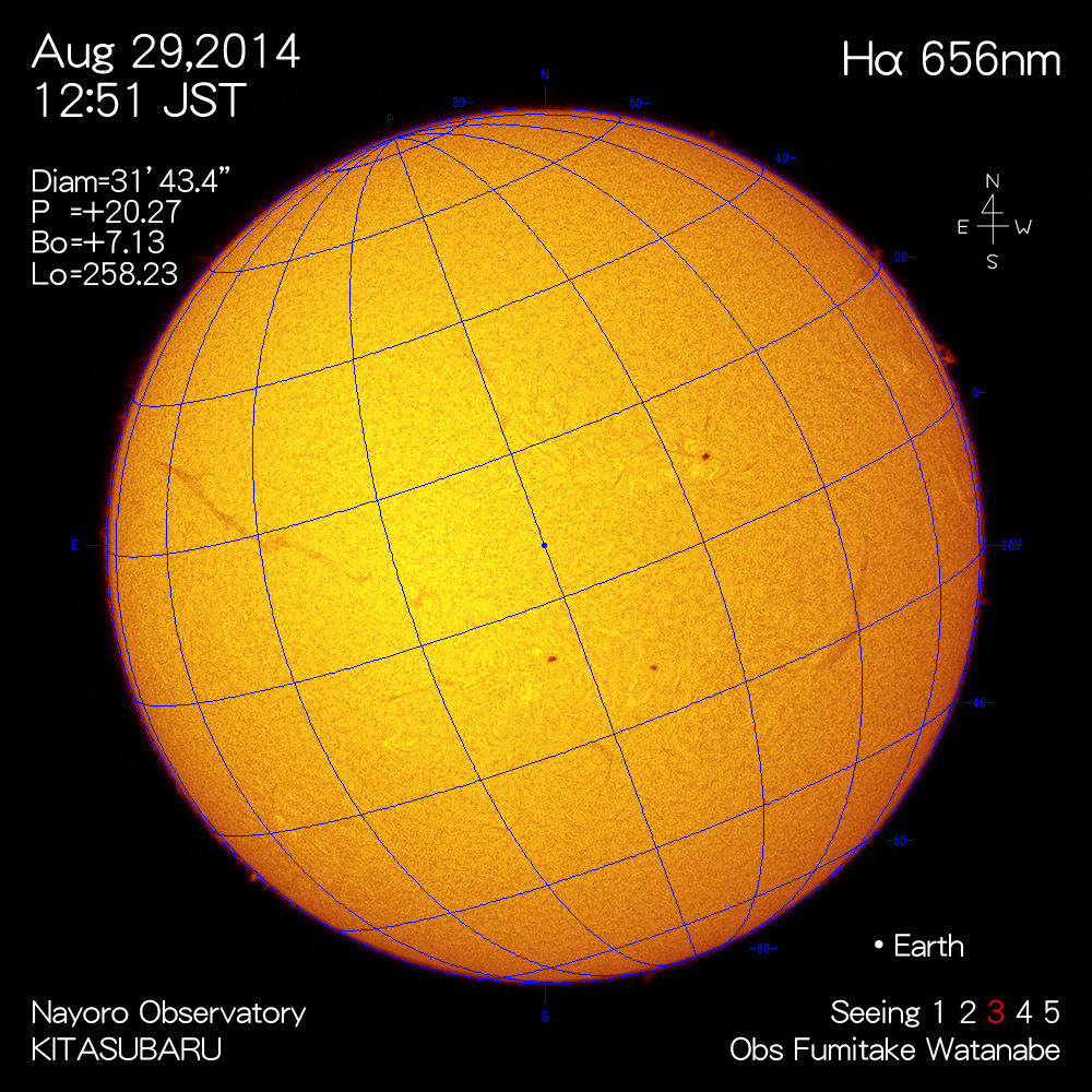2014年8月29日Hα波長の太陽