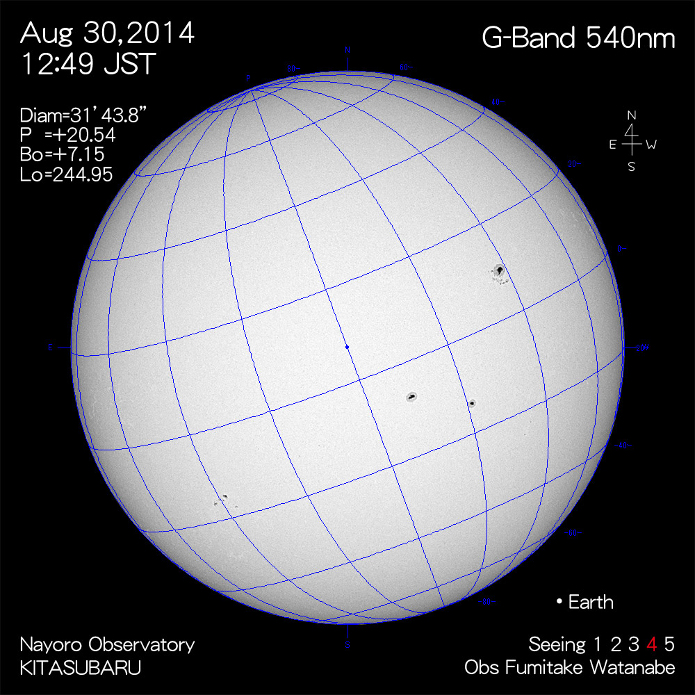 2014年8月30日540nm波長の太陽