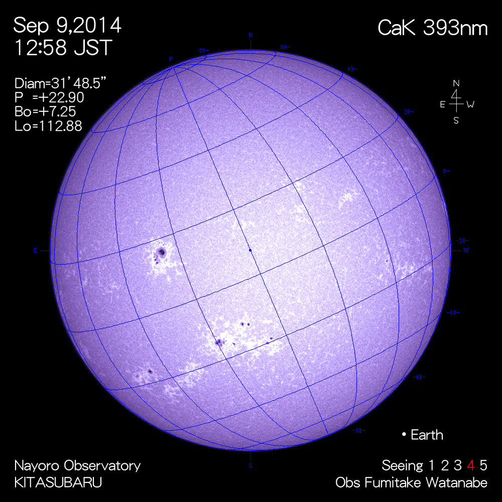 2014年9月9日CaK波長の太陽