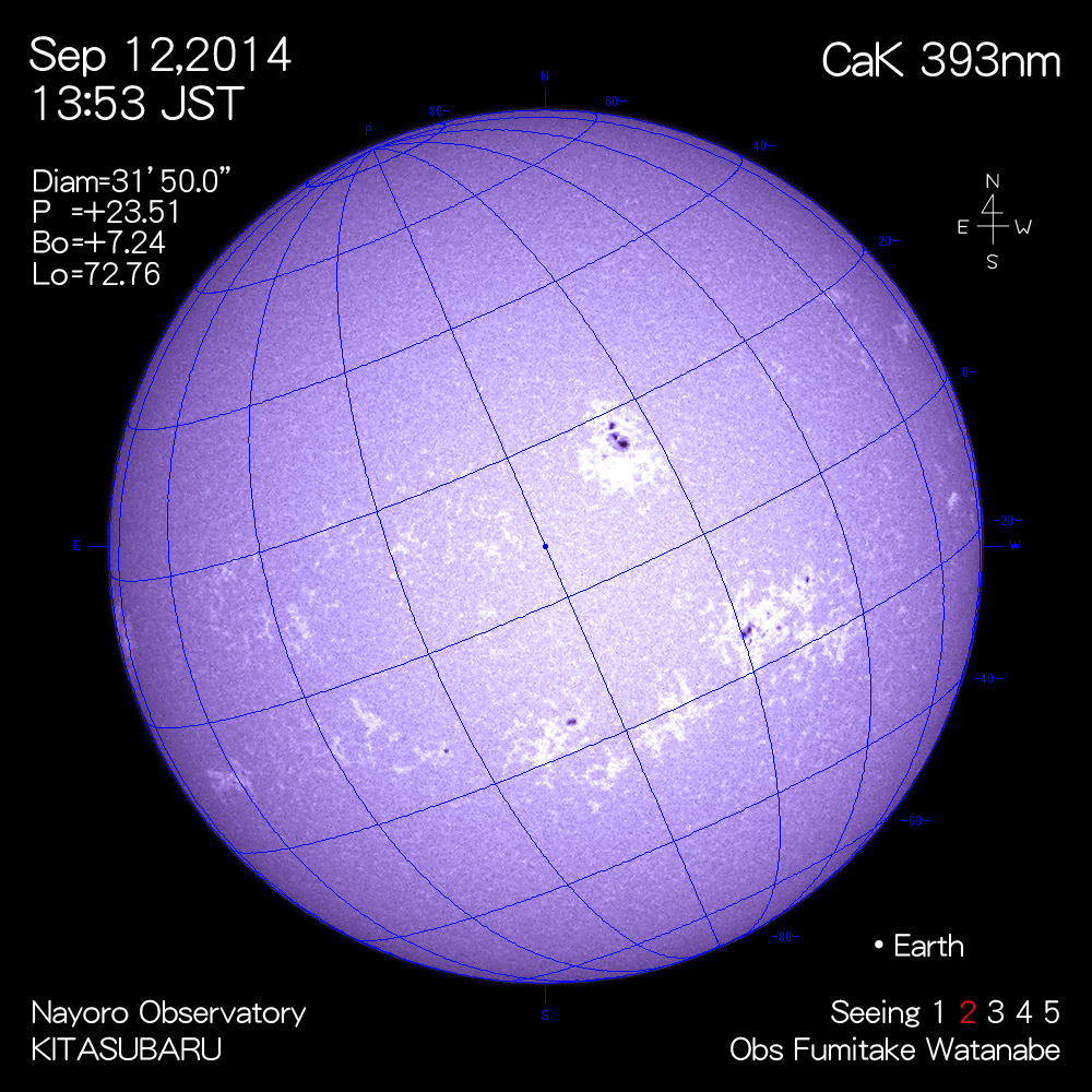 2014年9月12日CaK波長の太陽