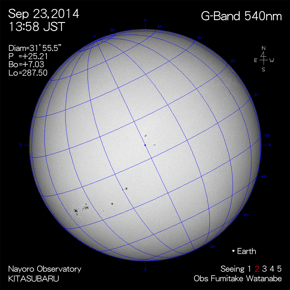 2014年9月23日540nm波長の太陽