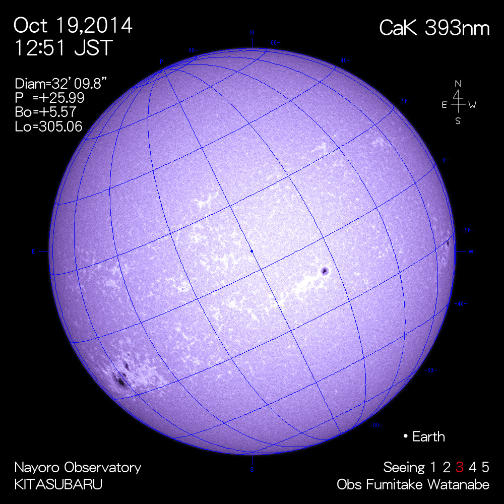 2014年10月19日CaK波長の太陽