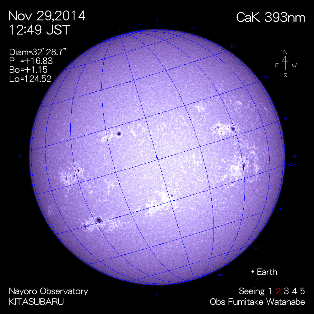 2014年11月29日CaK波長の太陽