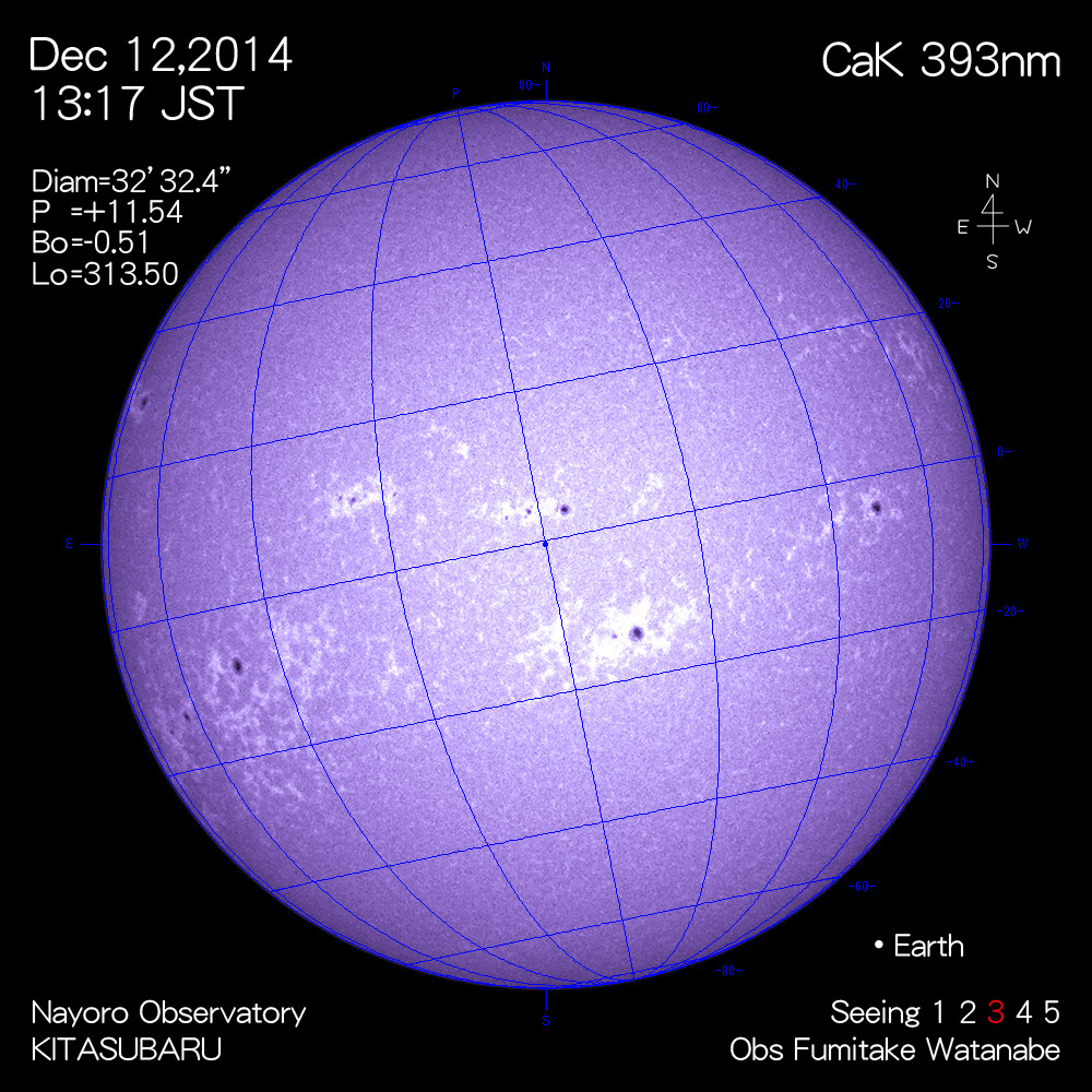 2014年12月12日CaK波長の太陽