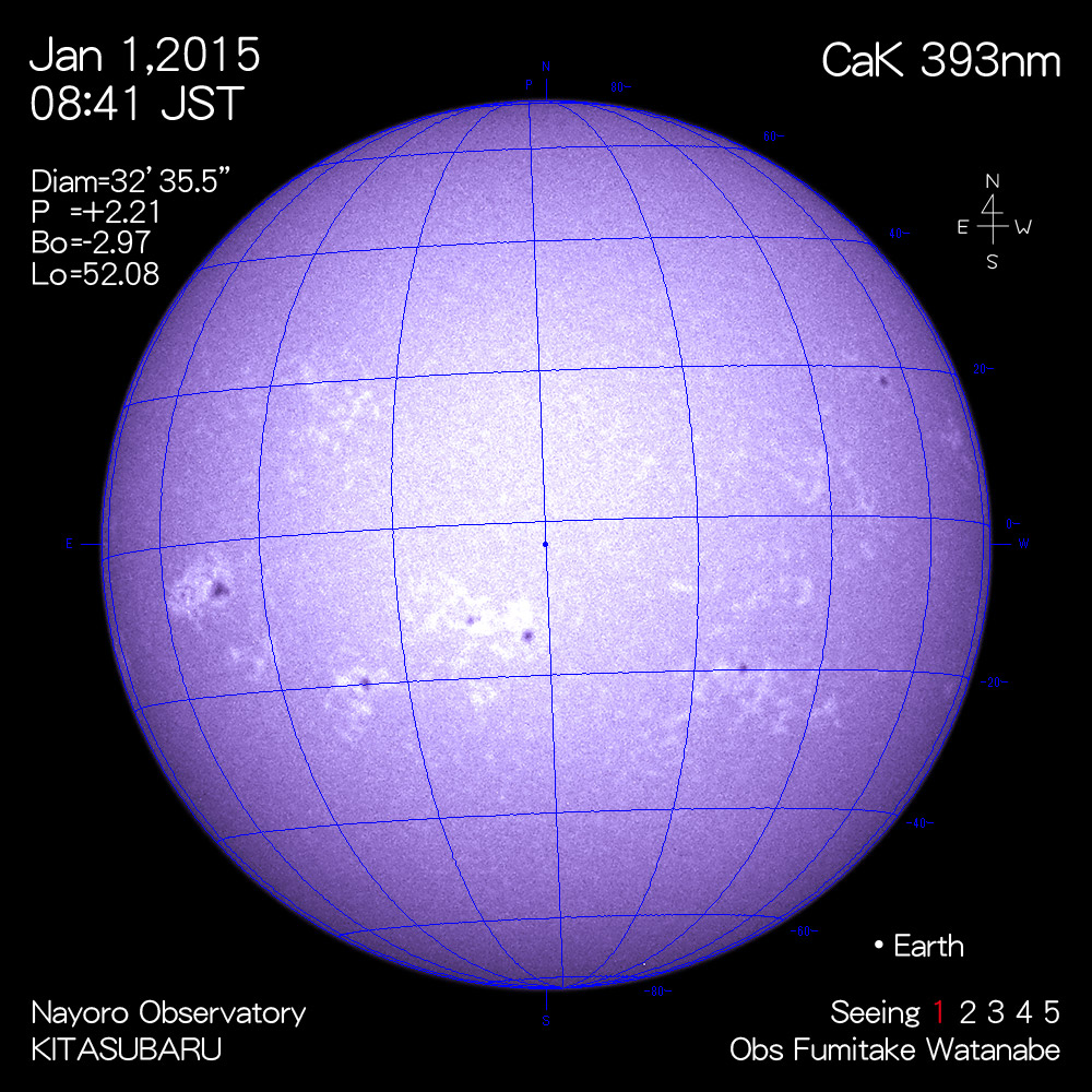 2015年1月1日CaK波長の太陽