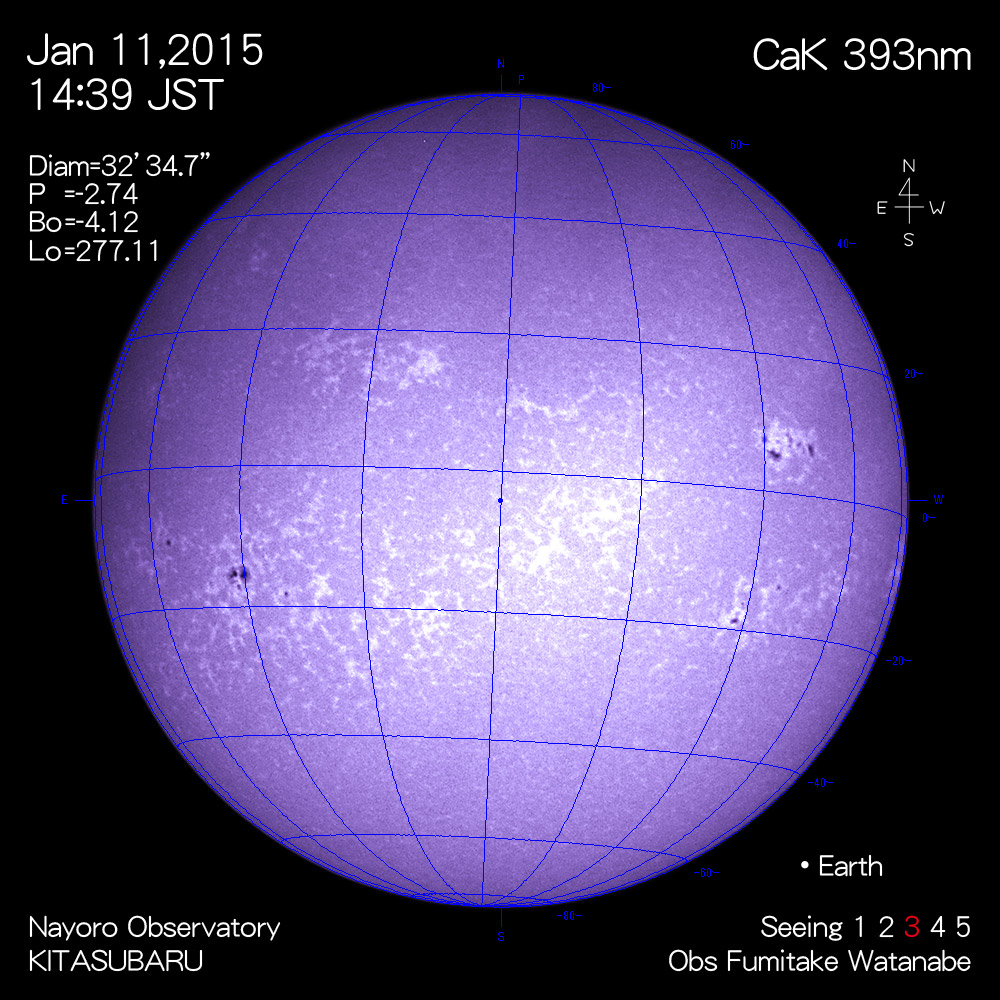 2015年1月11日CaK波長の太陽