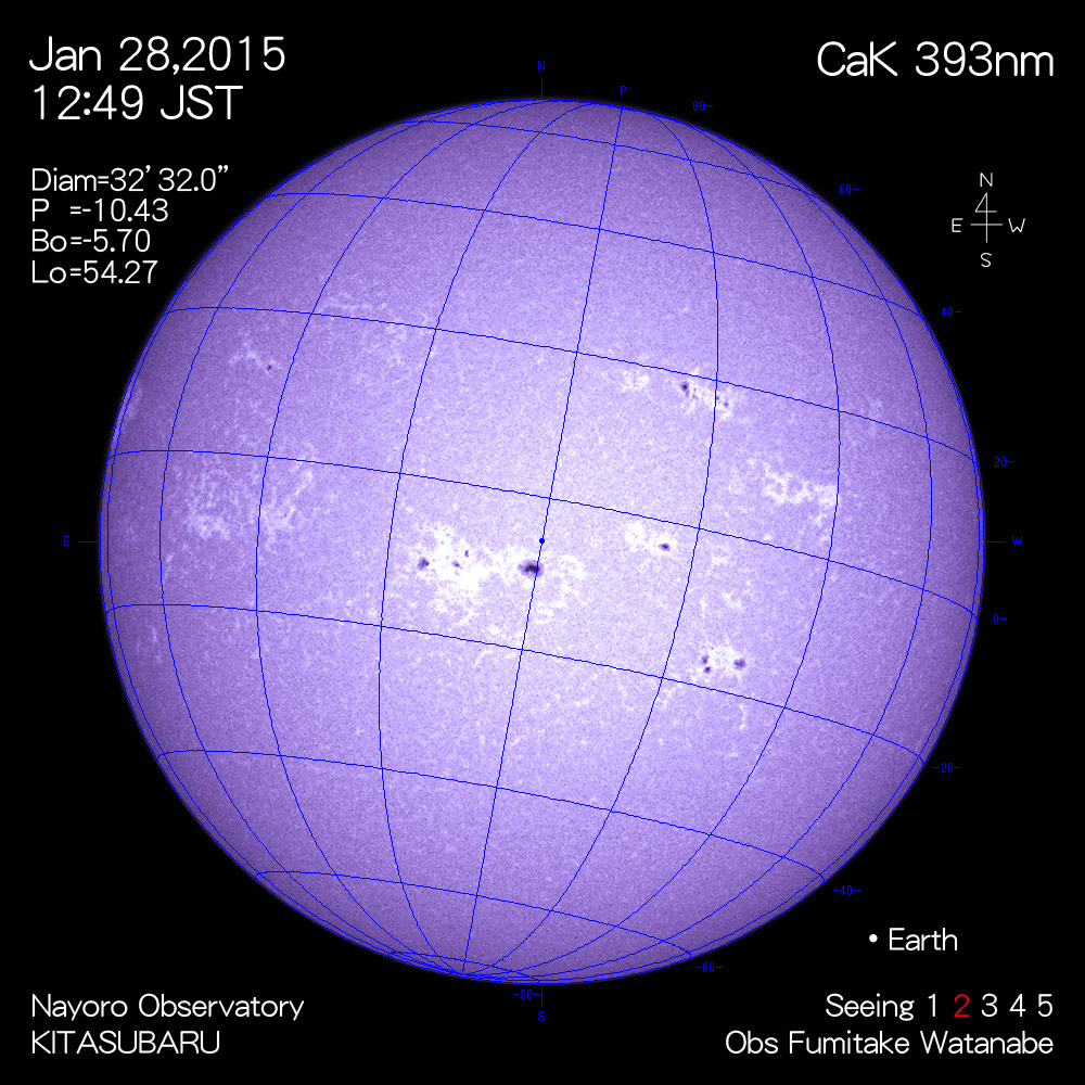2015年1月28日CaK波長の太陽