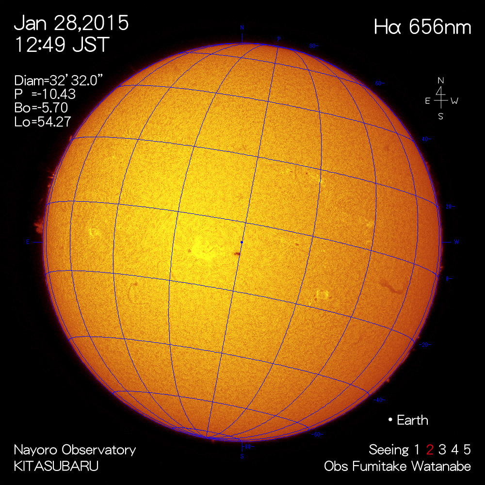 2015年1月28日Hα波長の太陽