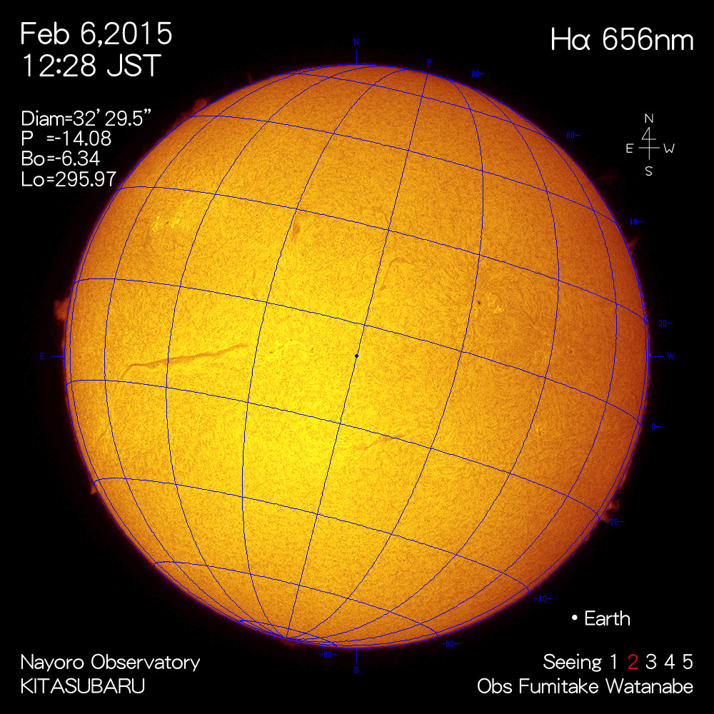 2015年2月6日Hα波長の太陽