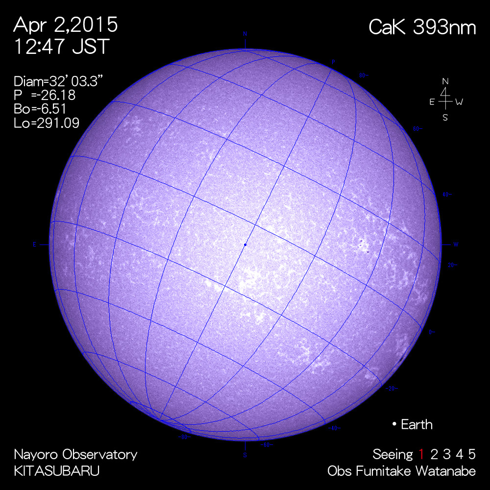2015年4月2日CaK波長の太陽
