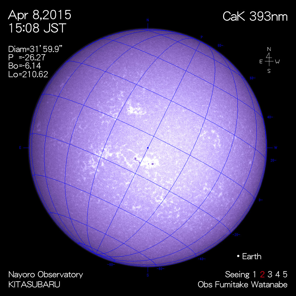 2015年4月8日CaK波長の太陽