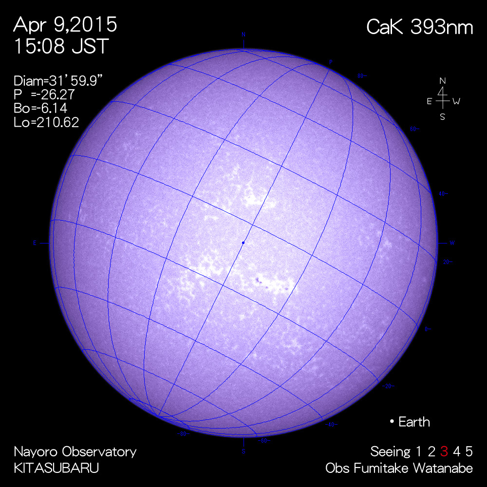 2015年4月9日CaK波長の太陽