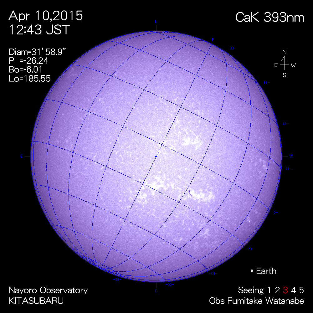 2015年4月10日CaK波長の太陽